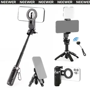 Neewer PA985 4-in-1 Multifunctional Magnetic Selfie Stick, 360° Rotation, Compact & Stylish, With wireless Bluetooth control, Magnetic Phone Holder for Selfies/Video Recording/Vlogging, Compatible with Most Phone Modes iPhone/Android summervibes