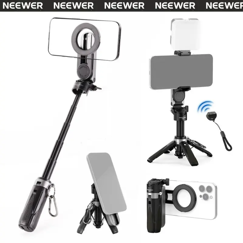 NEEWER PA985 4-in-1 Multifunctional Magnetic Selfie Stick, 360° Rotation, Compact & Stylish, With wireless Bluetooth control, Magnetic Phone Holder for Selfies/Video Recording/Vlogging, Compatible with Most Phone Modes iPhone/Android tiktokshopbacktoschoo