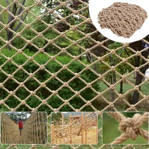 Kids Climbing Safety Hemp Rope Net Children Balcony Stairs Fence Protection Heavy Duty for Garden Playground Tree House Indoor Outdoor Decor 8mm/8cm 3.3x6.6ft(1x2m)