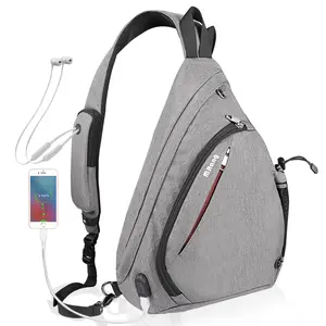 Sling Bag Hiking Daypack Crossbody Shoulder Chest Urban Outdoor Travel Backpack for Women & Men Gray