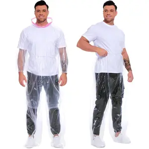 Raincoat set disposable  plus size adult rain ponchos with hood rain coats emergency waterproof rainpants suit