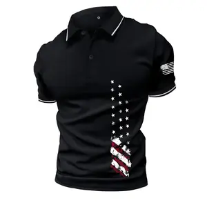 summer collection men’s short-sleeved polo shirts with patriotic prints  ideal for travel, holidays, outdoor activities, leisure, sports, and polo  men’s tops