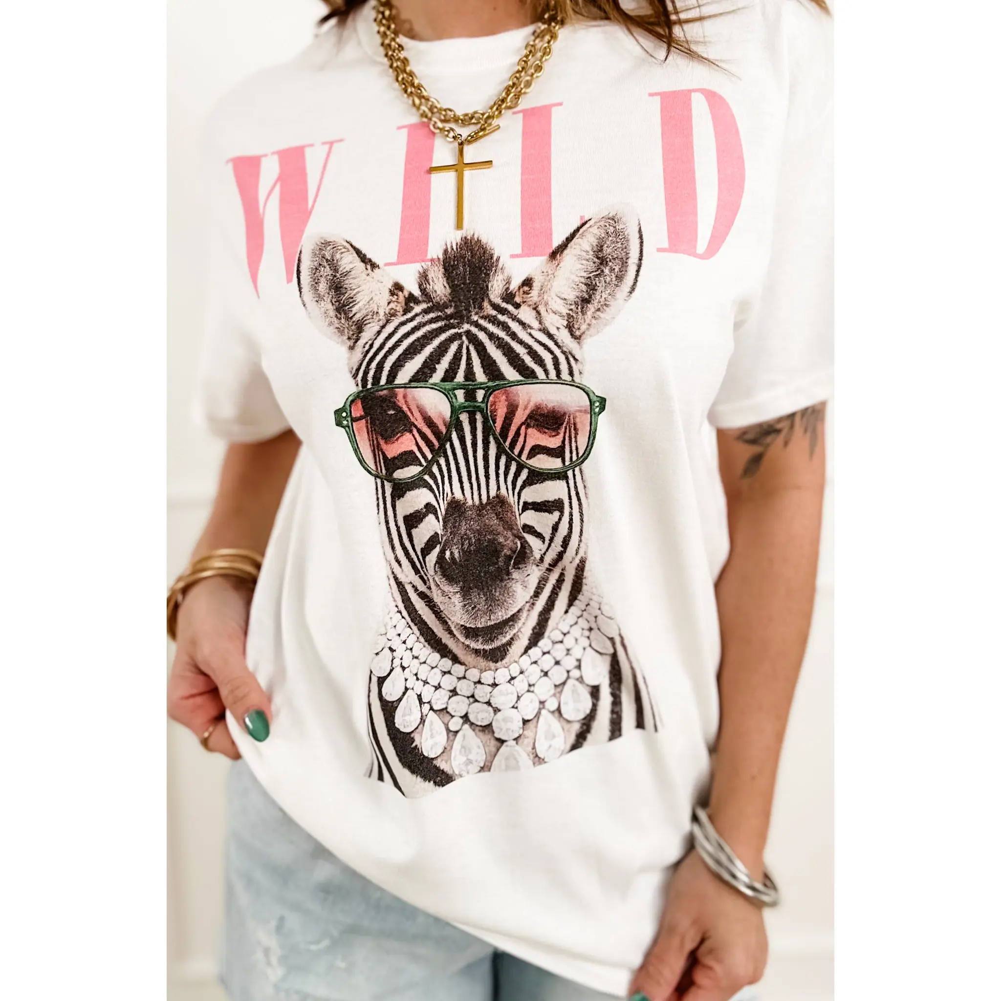 Plus/Reg Short Sleeve Wild Zebra Graphic Tee