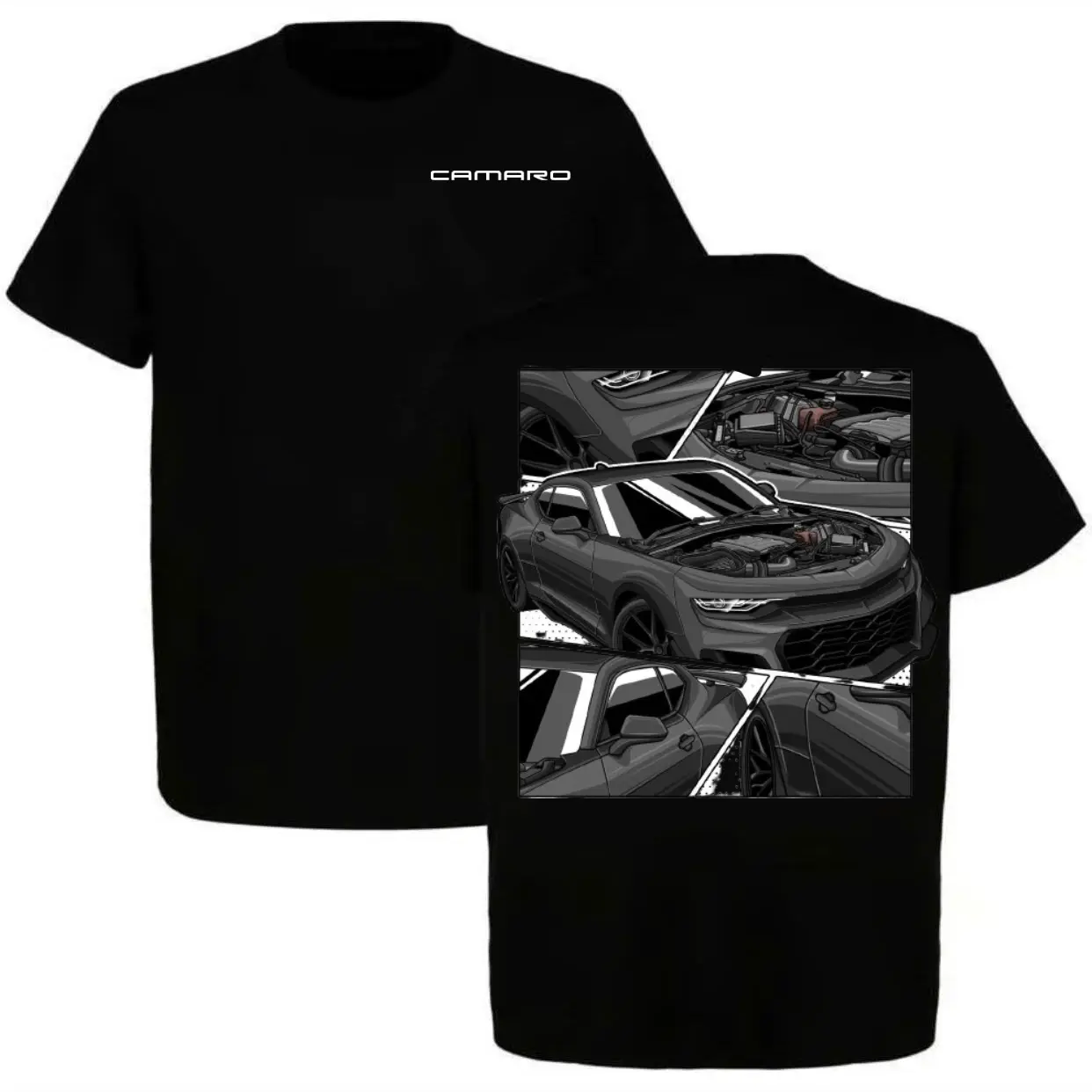 Camaro Engine Bay 2-Sided T-Shirt, Performance Muscle Car Graphic Tee for Enthusiasts