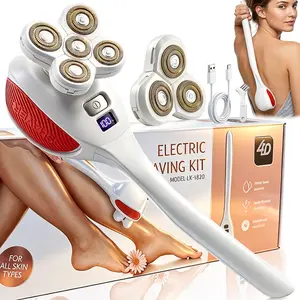 Back Shaver for Women & Men, Rechargeable Electric Back Shaver with Long Handle, Waterproof Full Body Hair Trimmer & Groomer Kit with Replacement Shaving Heads