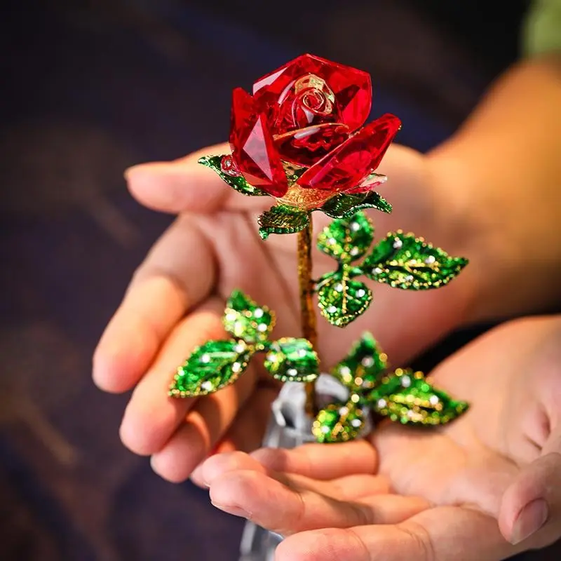 Crystal Rose Gift for Women, Glass Eternal Flower Statue, Eternal Roses, Decorative Decor, Artificial Flower Decorations, Perfect for Birthday, Mother's Day, Anniversary, Valentine's Day, Artificial Crystal Rose