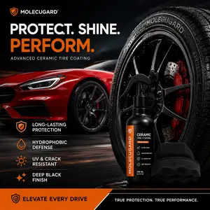 Buy 1 Coating Get 1 Applicator Free I MolecuGard CeramicTire Coating Spray, Tire Shine & Dressing, No Sling, DeepBlack Wet Look Gloss Finish, Water & Dirt Repellent, UVProtection, Long Lasting Tire Restorer for Cars, SUVs &Trucks, 250ml