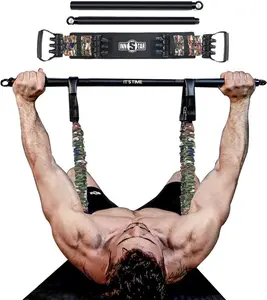 INNSTAR Bench Press Band with Detachable Bar, Adjustable Push Up Resistance Bands, Portable Chest Builder Workout Equipment, Arm Expander for Gym, Fitness, Home & Travel