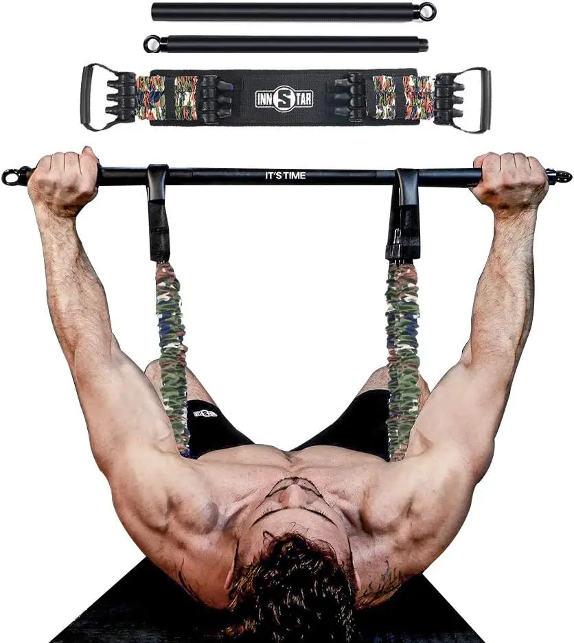 INNSTAR Bench Press Band with Detachable Bar, Adjustable Push Up ...