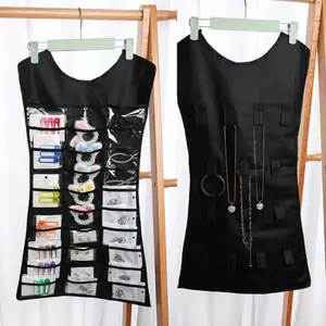 Creative Double-Sided Hanging Jewelry Organizer Divided Compartments Bag, Large Multilayer Jewelry Storage for Necklaces, Bracelets, Earrings, Dress-Style Storage Solution