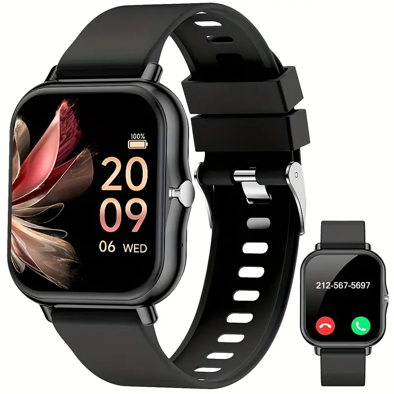 Multi-Functional Sport Smart Watch,Smart Watch for Men Women Compatible with iPhone Samsung Android Phone 1.83 inch Full Touch Screen IP68 Waterproof Bluetooh Fitness Tracker Heart Rate/Sleep Monitor, (Black)Wearable