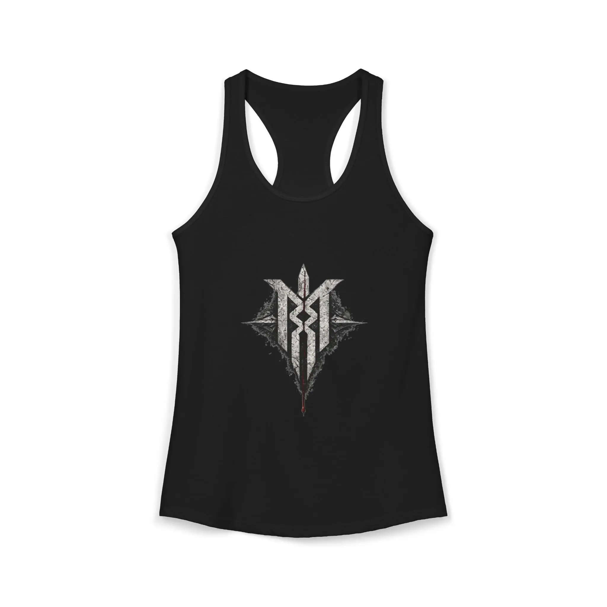 Ravenmark Supply Co. Wayfinder Rune Women’s Racerback Tank | Montana-Inspired Graphic Top | Next Level 1533 | Black, White, Gray, Red, Navy, Royal & Orange | XS–2XL