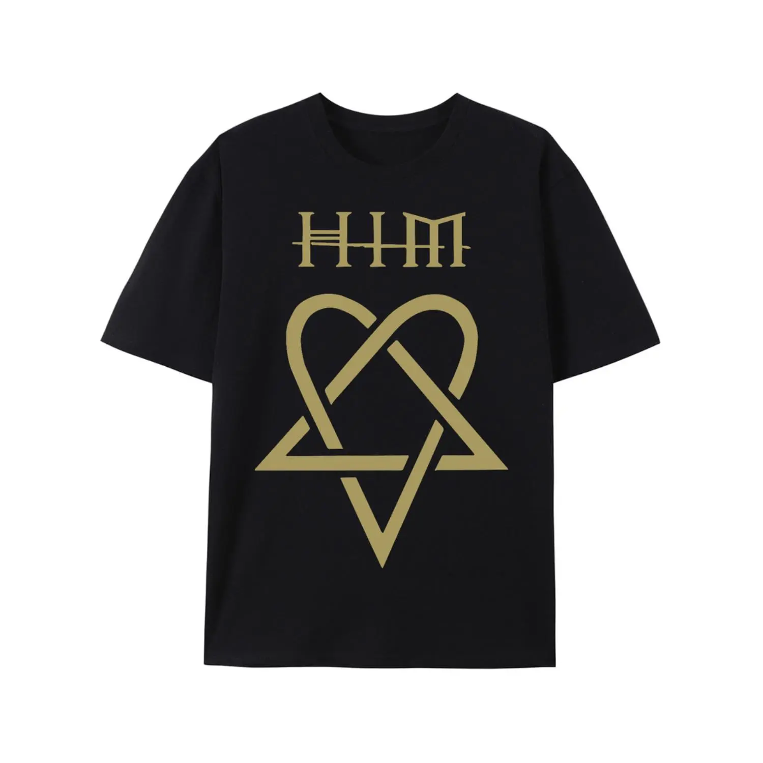 Him Ville Valo Band Black & White Heartagram T-Shirt - Gothic Rock Style,  Cotton, Short-Sleeve Casual Streetwear for All Seasons
