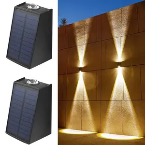 LED Solar Wall Lights Outdoor Solar Wall Lamp Waterproof Up And Down Luminous Lighting Outdoor Garden Decorations Sunlight for Street Balcony Villa Fench Lamp