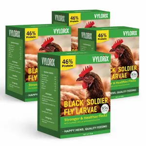 Vylorix 5LBS*4PCS Dried Black Soldier Fly Larvae Chicken Treats, High-Protein BSFL Grubs with 46% Protein & 6% Calcium, Helps Support Eggshell Quality, Bone Maintenance & Feather Condition, for Chickens, Ducks, Birds & Reptiles