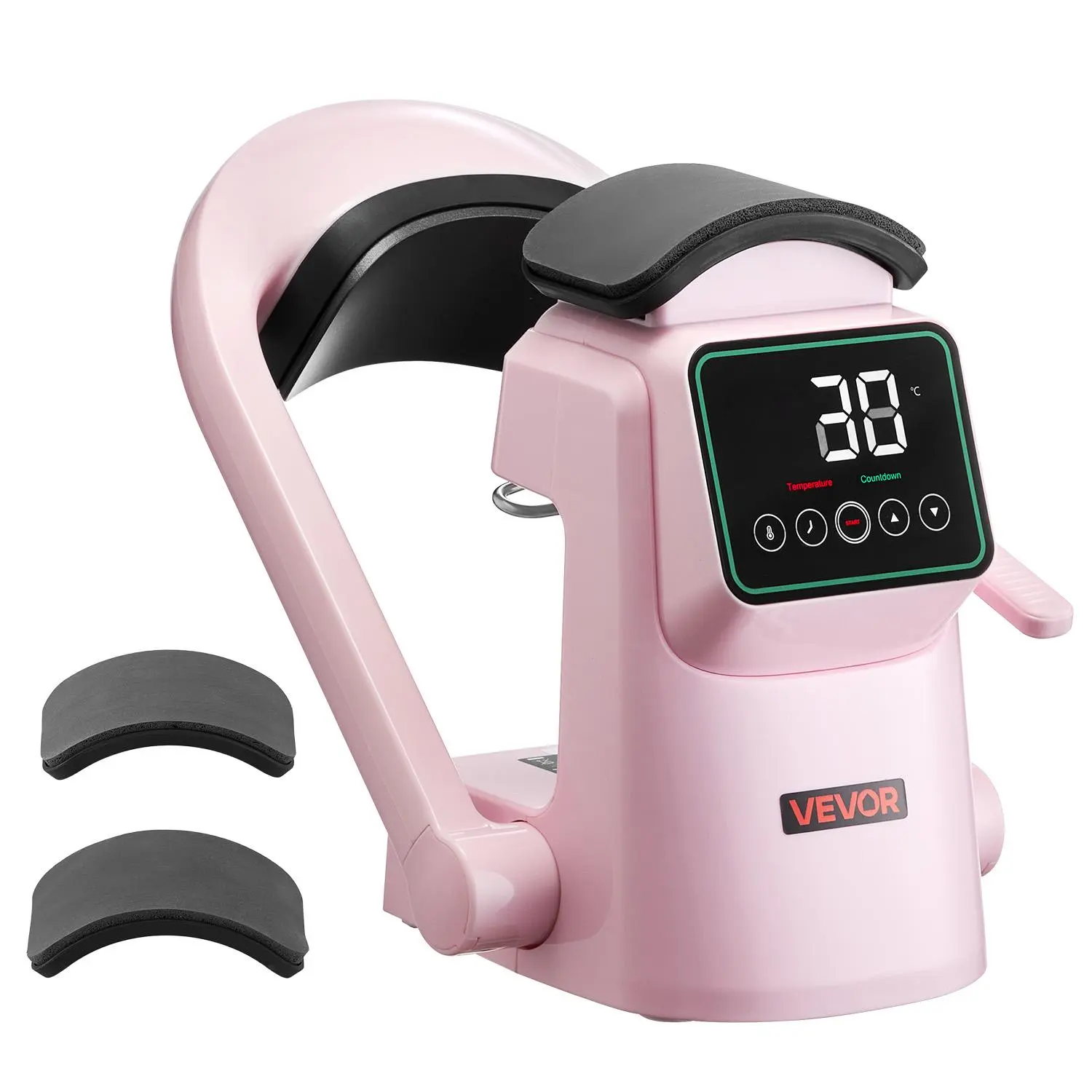 【summerfinds】VEVOR Auto Hat Heat Press Machine, 2 Interchangeable Platens, Automatic Open & Release, Touch Panel, ADC12 Alloy, Auto Shut-Off, Compact Small Size, Secure & Durable, Portable Pink Heat Transfer Printer for Caps/Hats (9.45x8.66x15.5 in)