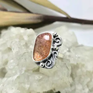 Jen's Jewels Size 6 Sunstone and Sterling Silver Ring, Ring Size 6, Sunstone Ring