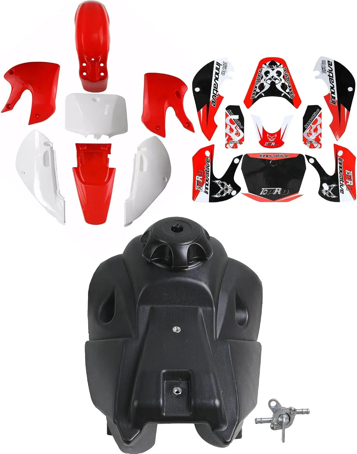 Red Fairing Kit Plastic Fender Graphics & Fuel Tank for KLX110 KX65 KLX 110 KX 65 DRZ110 RM65 110cc 125cc 140cc 150cc 160cc Pit Dirt Bike Motorcycle Plastics Body Work Kit