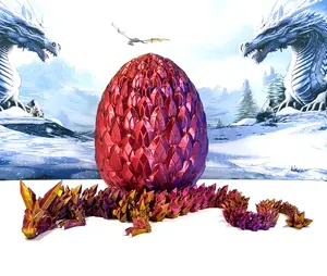3D Printed Dragon with Egg, Articulated Crystal Dragon, 24 Inches Fidget ADHD Autism Toy D014-RPG-24
