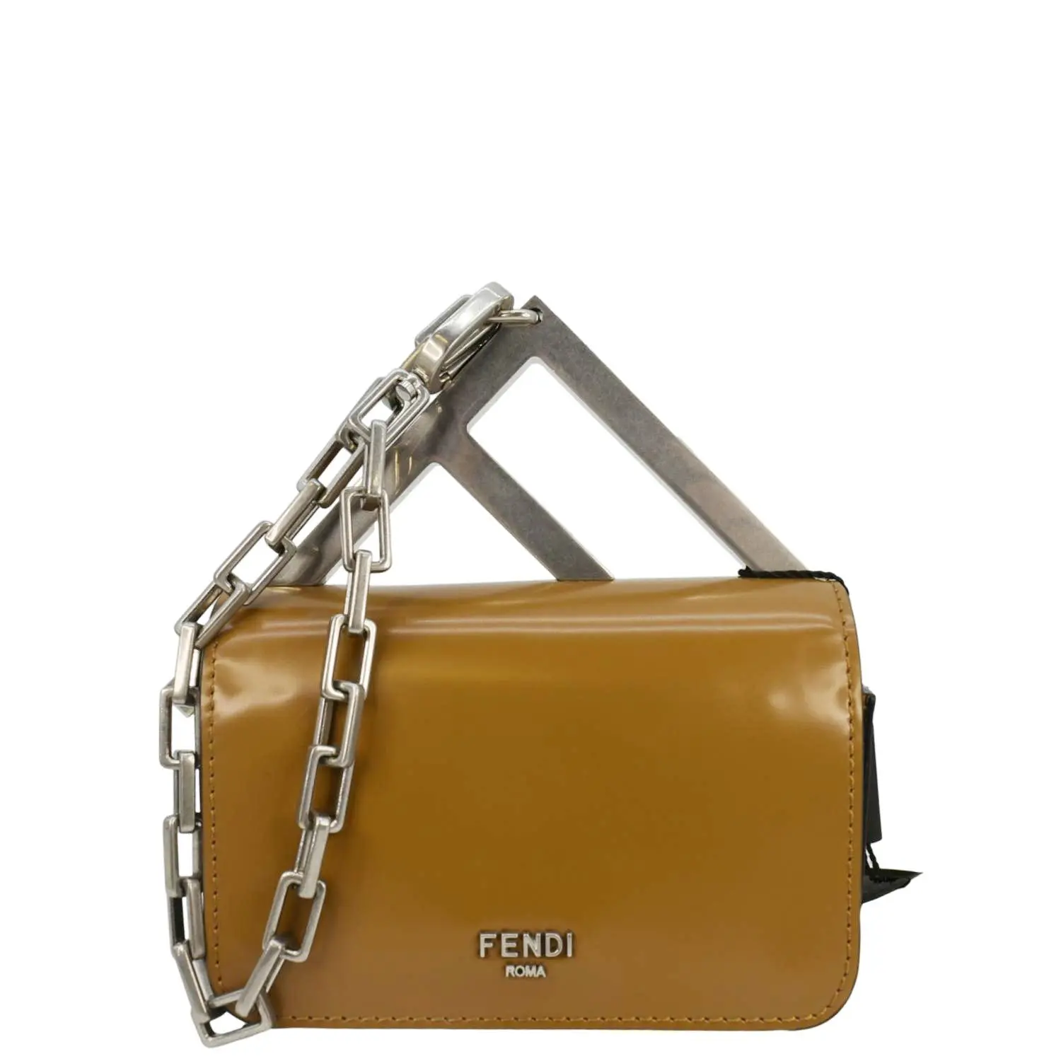 Pre-owned FENDI Leather Clutches & Wristlets Nano F Clutch Bag Brown