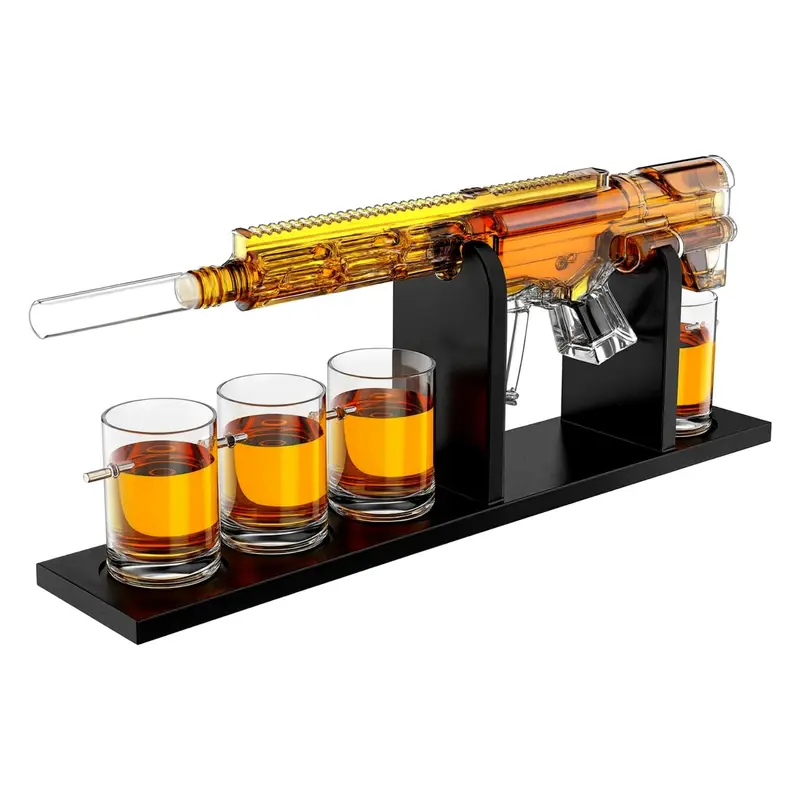 AR15 Whiskey Gun Decanter Set 1000 ml & 4 12oz Bullet Glasses