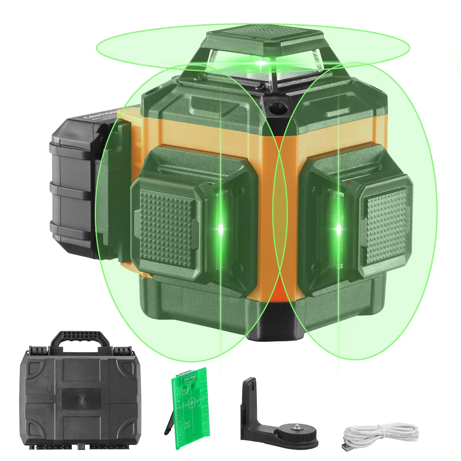 【Summerfinds】VEVOR 100ft Self-Levelling Rotary Laser Level, Green 3x360° Cross Line Laser Leveler Tool with Manual Mode, IP54 Waterproof, 8h Continuous Runtime, Battery & Stand Included, Self Levelling Laser
