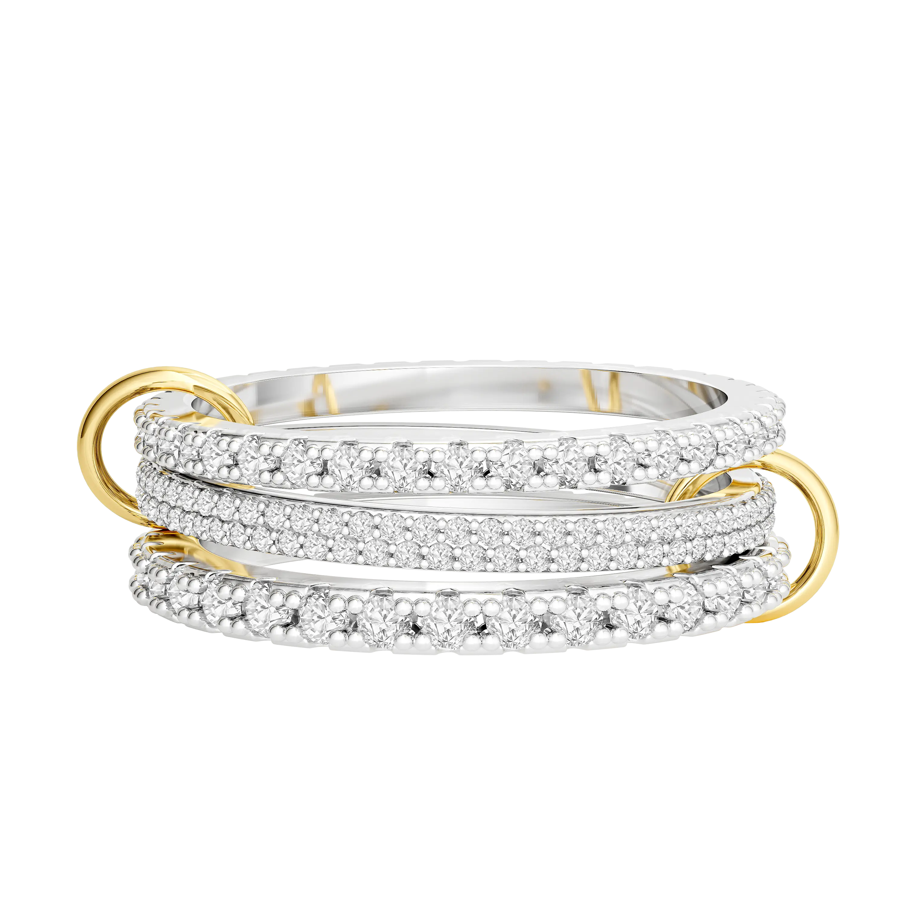 Moodear Stackable Rings for Women - Non Tarnish Rings Set Perfect for Everyday Wear Ring Band Mixed Metal Rings Stack Interlocking Ring with Hoops