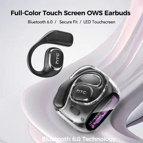 HTC NE11 Translator Earbuds - Mini Wireless Bluetooth Active Noise Cancelling Earphones, Silicone Mix & Plastic, Waterproof, Multi-Language Voice Activation, 150-Language APP Support, Earhooks, Built-In Mic, Glasses Wearer-Friendly, Sports Use