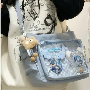 Fashion Japanese Style Transparent Itabag Large Capacity Harajuku JK Shoulder Bag Pvc Badge Display Lolita Handbag Girls