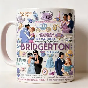 Bridgerton Inspired Regency Romance Floral Tea Cup Mug, Elegant Vintage Love Quote Design, Period Drama Fans Gift, Aesthetic Cottagecore Morning Coffee Mug