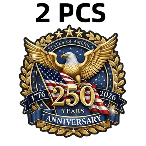 【2 PCS】Patriotic 1776–2026 USA Flag Stickers, American Flag & Bald Eagle Independence Day Car Decal, Waterproof Vinyl Window Decals for Car Truck SUV Laptop, Patriotic Gift for Men Women