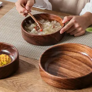 Wooden Fruit Bowl, 1 Count Creative Wooden Salad Bowl,  Vintage Storage Bowl, Kitchenware for Home Use, Salad Serving Bowls