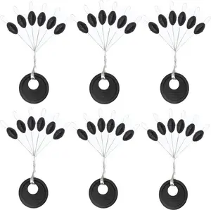 720 count Fishing Rubber Bobber Stoppers, 6 in 1 Bobber Stops, Black Oval Floats Sinker Stops, L M S Size Kit