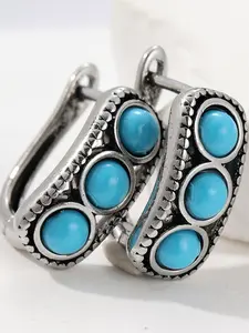 Elegant Handcrafted Minimalist Synthetic Turquoise U-Shaped Drop Earrings, Copper Material, Perfect Accessories for Parties, Ideal Surprise Gift for Friends