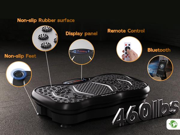 HopHorse High-Power Vibration Plate Exercise Machine Oscillating plate 300 lbs Weight Capacity Bluetooth Remote Control 3-in-1 Indoor Home Gym Fitness Equipment with 2 Resistance Bands