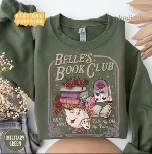Retro Belle’s Book Club Tshirt, Sweatshirt, Tale As Old As Time Pullover, Beauty and the Beast Sweater, Cozy Book Lover Gift, Best Gift Birthday