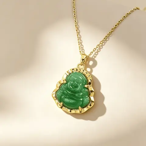 Buddha Pendant Necklace for Women & Men, Fashion, Fashionable Jewelry Accessories, Chic Gorgeous Jewelry for Party, Daily Clothing Decor, Trendy All-match & Exquisite Jewelry for Birthday Gift, Flat Byzantine Chain, Pendant with Necklace
