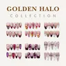 NailPhoria GOLDEN HALO COLLECTION - Handmade Press-On Nails | Reusable, Salon-Quality, Long-Lasting, Glossy Design