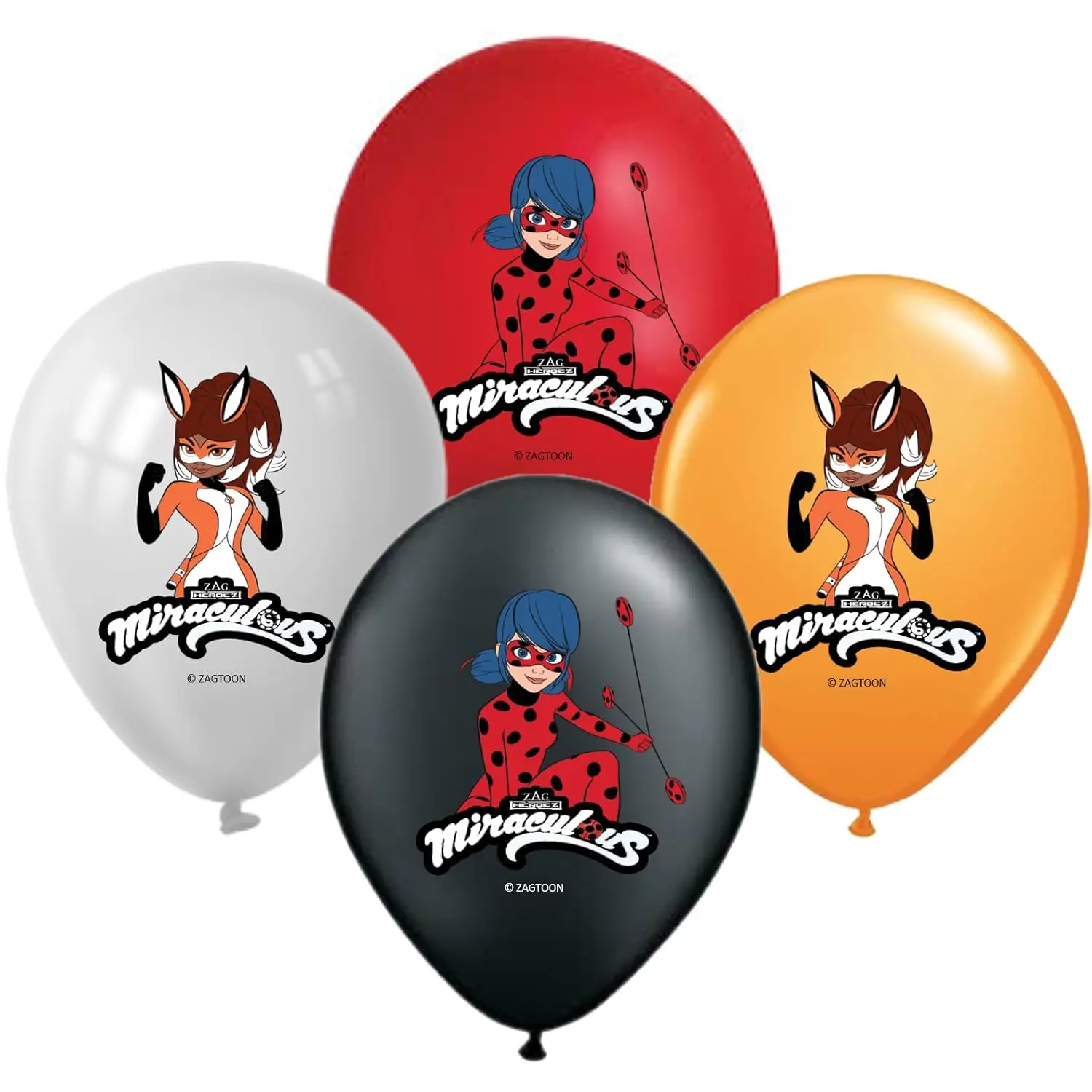 Miraculous Ladybug Rena Rouge 12" Birthday Balloons 16 Pcs | Assorted Colors Premium Latex For Miraculous Ladybug Party Supplies And Decorations By E.D.