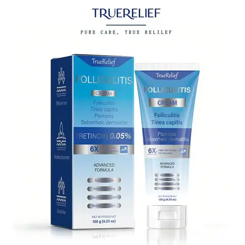 TrueRelief Folliculitis Treatment Gel (120g, 1pc, 24-month shelf life) - Organic Botanicals Sensitive Skin Soother, Hydrating Moisturizer for Scalp & Face, Effective Soothing Relief for Psoriasis & Eczema
