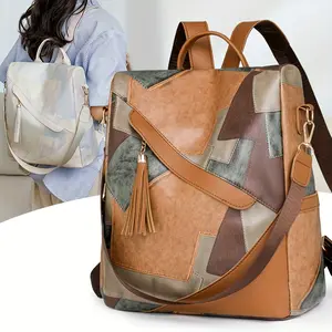 Women's Large Capacity Anti-Theft Backpack - Zipper Closure, Adjustable Shoulder Straps with Tassel Decoration, Suitable for Travel, Work, and Daily Commuting - Secure Laptop Compartment - Black Modern Style Textured Design Backpack