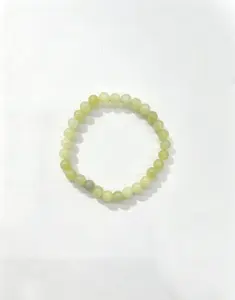 1pc Natural Yellow Jade Beaded Bracelet, 6mm Yellow Crystal Stretch Bracelet, Healing Stone Jewelry for Women, Elegant Gift for Crystal Lovers