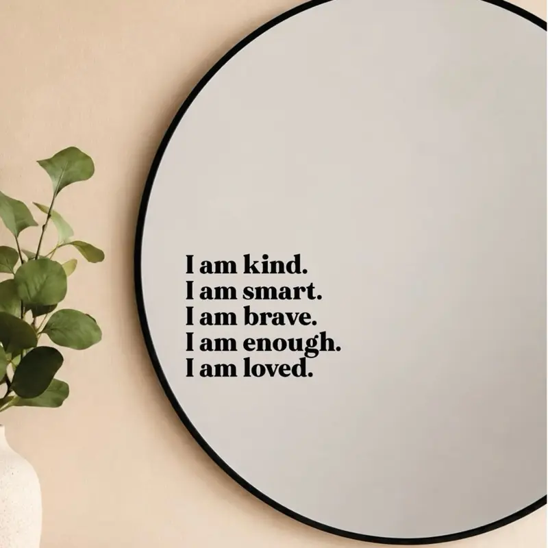 I Am Kind Smart Brave Enough Loved Mirror Decal Vinyl Sticker Bedroom Home Decor Girls Vanity Affirmations