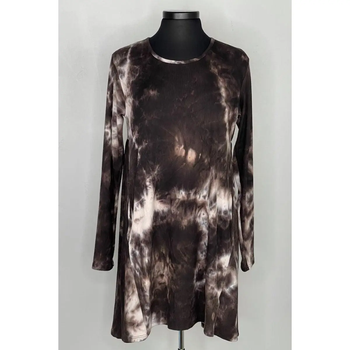 Brown 2AM Long Sleeve Tie Dye Tunic with Pockets