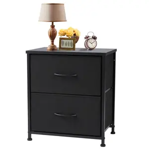 Modern Small Nightstand with 2 Fabric Drawers - Small Dresser, Indoor Cupboards & Cabinets, Furniture for Room Modern Small Nightstand with 2 Fabric Drawers - Small Dresser, Indoor Cupboards & Cabinets, Furniture for Room