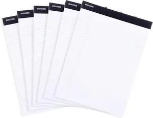Office Legal Pads - ((BASIC WHITE 6pk, 8.5in x 11in, NARROW RULED)) - 50 Sheets per Notepad, Micro perforated Writing Pad, Notebook Paper for School, College, Office, Business
