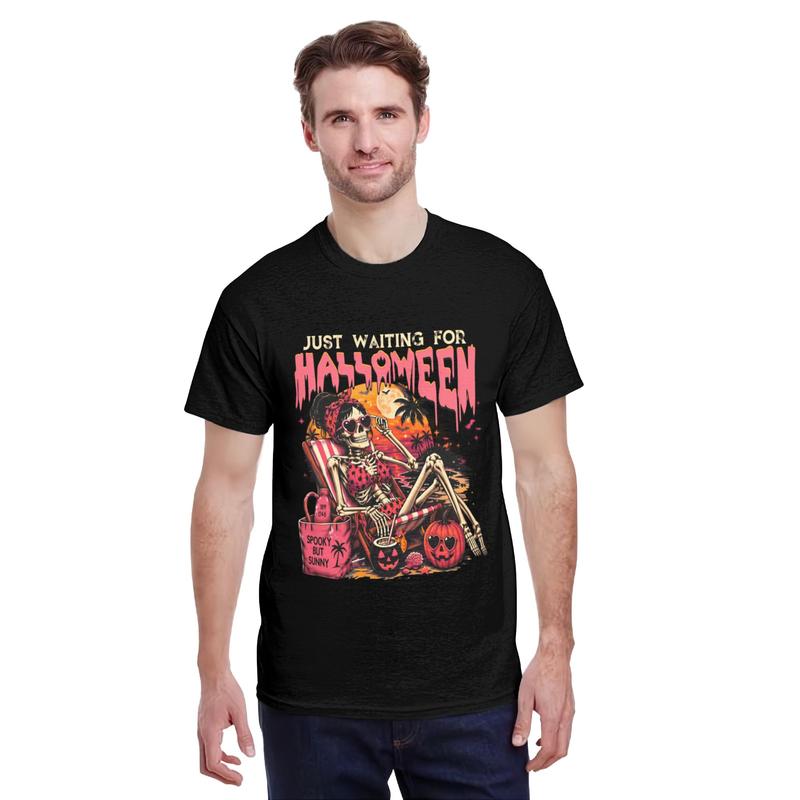 Spooky Summer Skeleton Just Waiting for Halloween T-Shirt