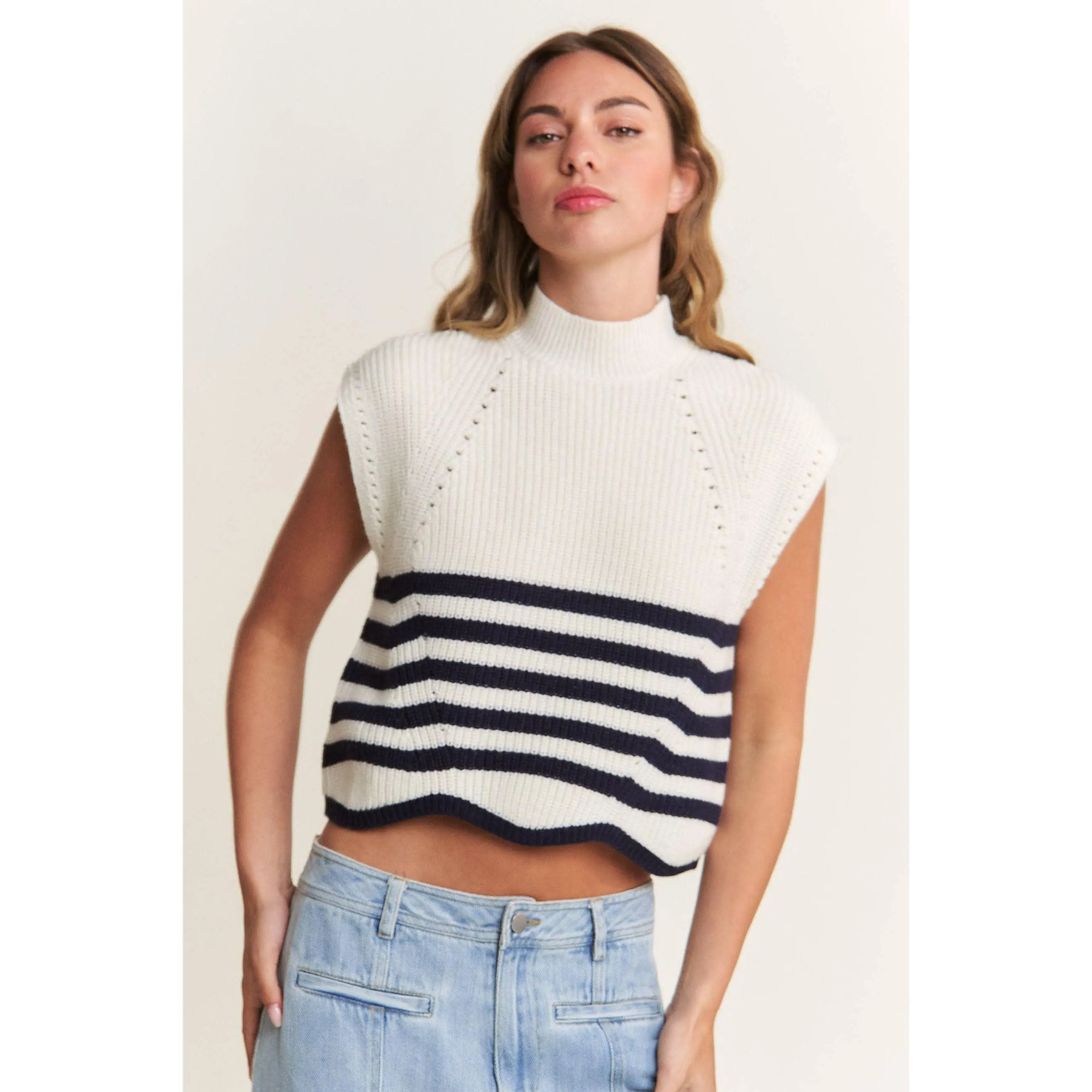 Stripe Sleeveless Sweater