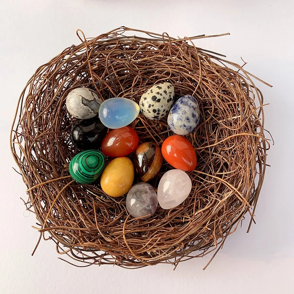Natural Easter Egg Shaped Stones, Polished Quartz Tiger Eye Eggs, Agate Crystal, Seasonal Decorations, crystal ornaments, Handmade Natural Gemstones, Quartz Crystals, Natural Crystal Set, 10/20 Pieces