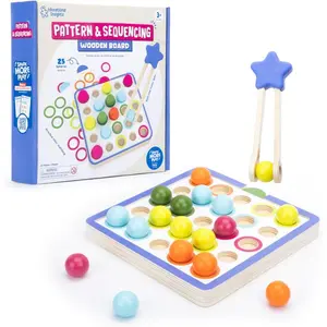 Pattern & Sequencing Wooden Board Color Matching Toy for Kids Fine Motor Kits Sequence Board Games for Toddlers Preschool Manipulatives Ages 3+